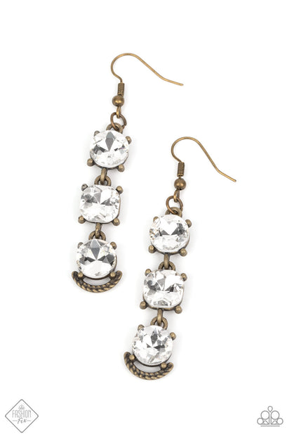 Determined to Dazzle Brass Earrings Paparazzi