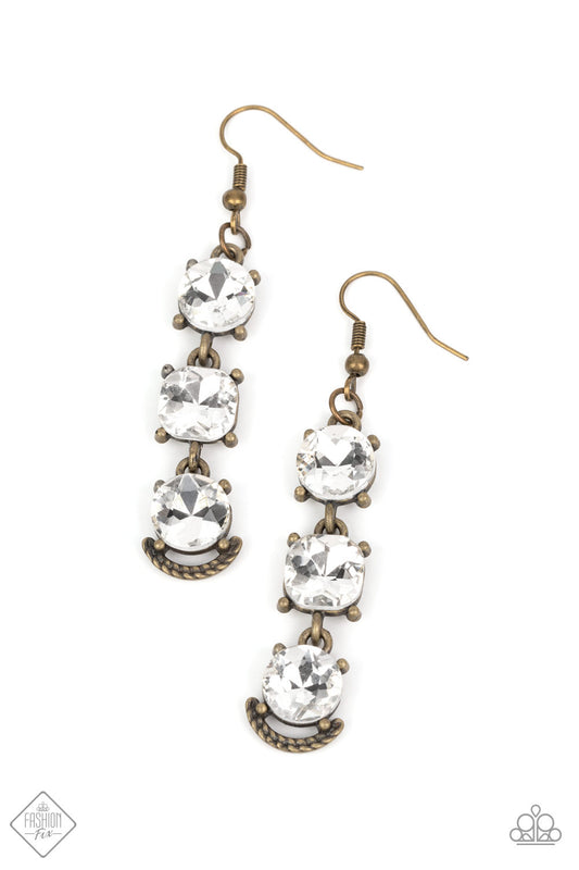 Determined to Dazzle Brass Earrings Paparazzi
