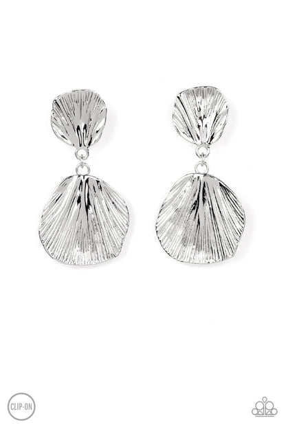 Metro Mermaid Silver Clip-On Earrings Paparazzi