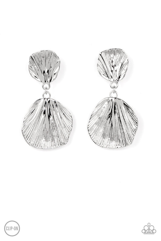 Metro Mermaid Silver Clip-On Earrings Paparazzi