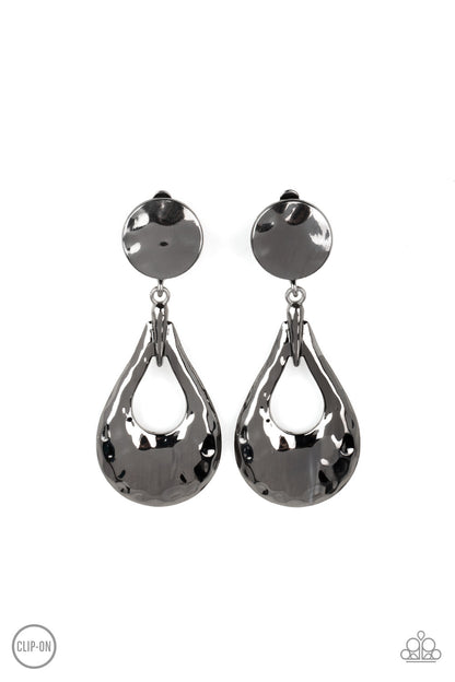 Metallic Magic Black Clip-On Earrings