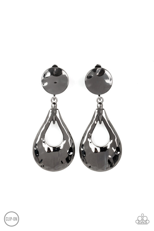 Metallic Magic Black Clip-On Earrings