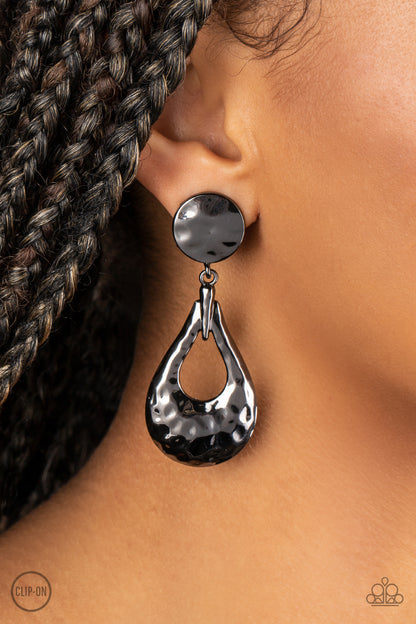Metallic Magic Black Clip-On Earrings