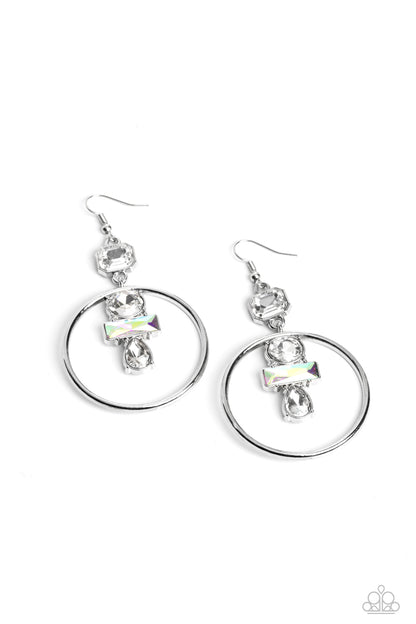 Geometric Glam White Earrings