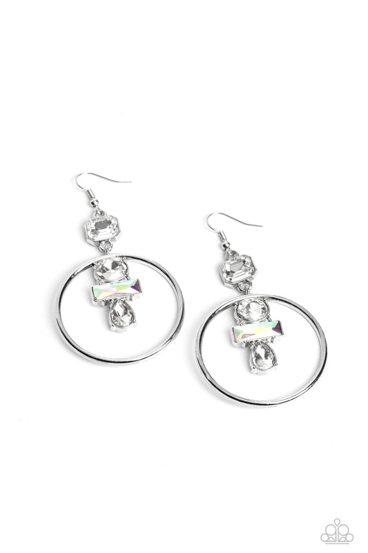 Geometric Glam White Earrings
