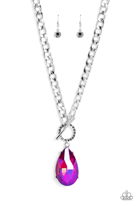 Edgy Exaggeration Pink Necklace
