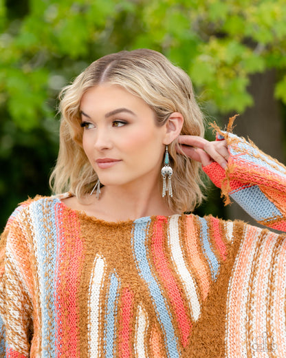 Highland Haute Blue Earrings Paparazzi