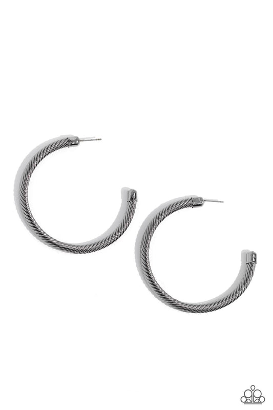 Roped in Radiance Black Hoop Earrings