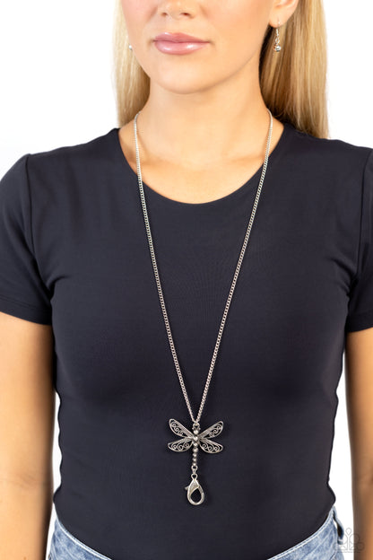 Dragonfly Dance Silver Necklace Paparazzi