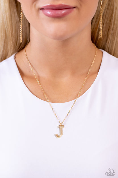 Leave Your Initials Gold * J * Necklace Paparazzi