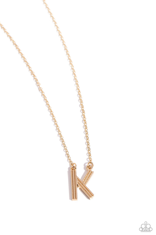 Leave Your Initials Gold * K * Necklace Paparazzi