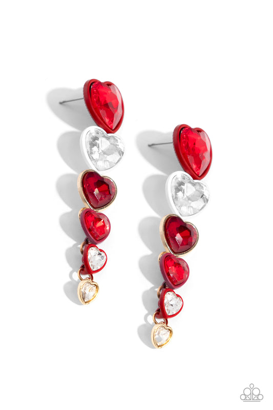 Cascading Casanova Red Post Earrings