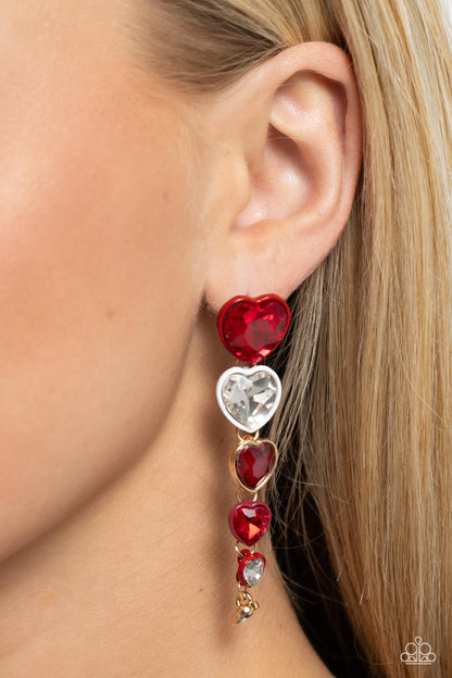 Cascading Casanova Red Post Earrings