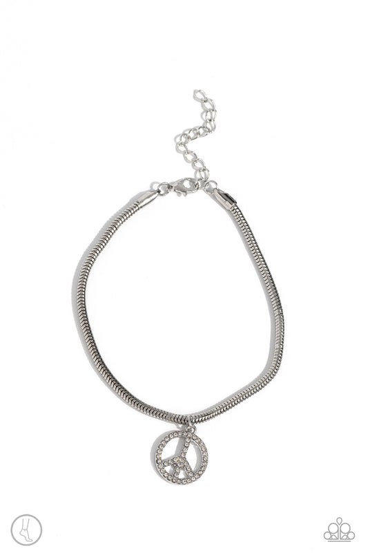 Pampered Peacemaker White Ankle Bracelet Paparazzi