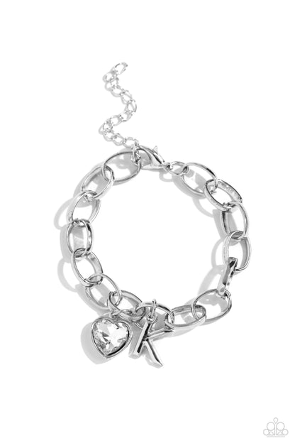Guess Now Its INITIAL White * K * Bracelet Paparazzi