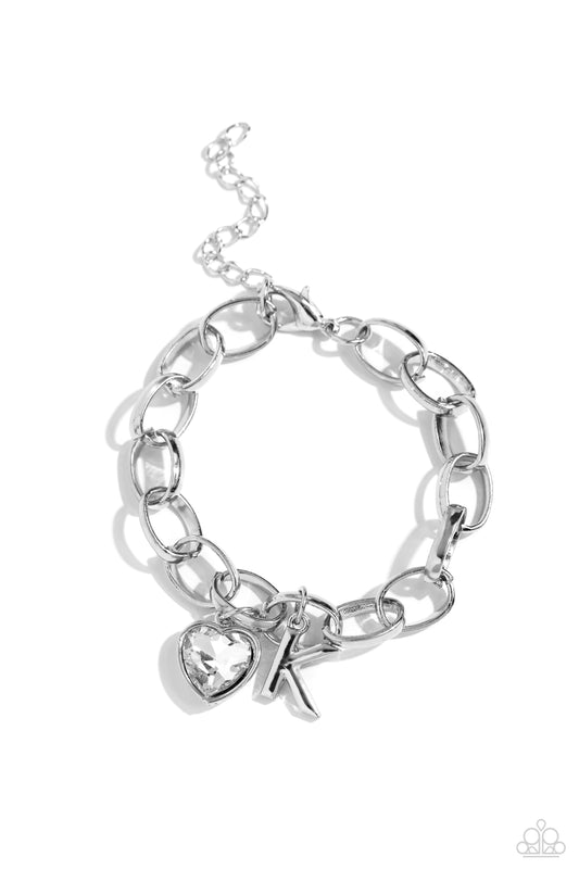 Guess Now Its INITIAL White * K * Bracelet Paparazzi