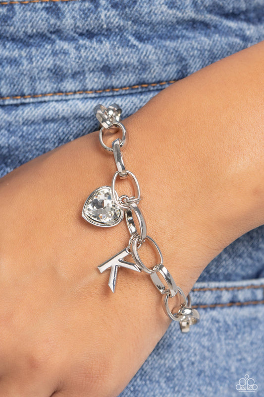 Guess Now Its INITIAL White * K * Bracelet Paparazzi