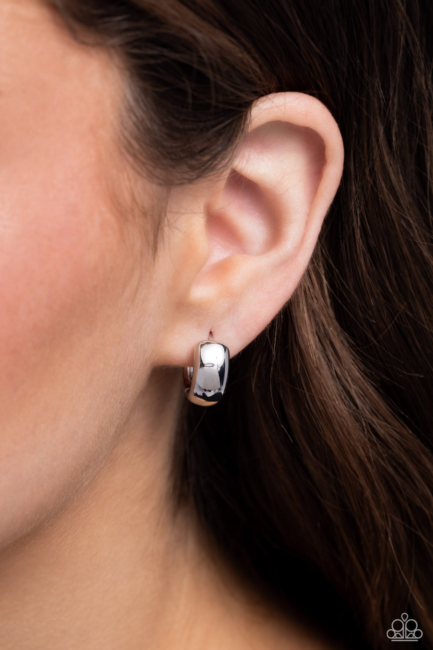 Hinged Halftime Silver Hoop Earrings Paparazzi