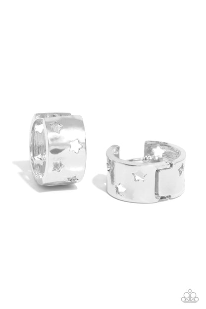 Setting the STAR High  Silver Hoop Earrings Paparazzi
