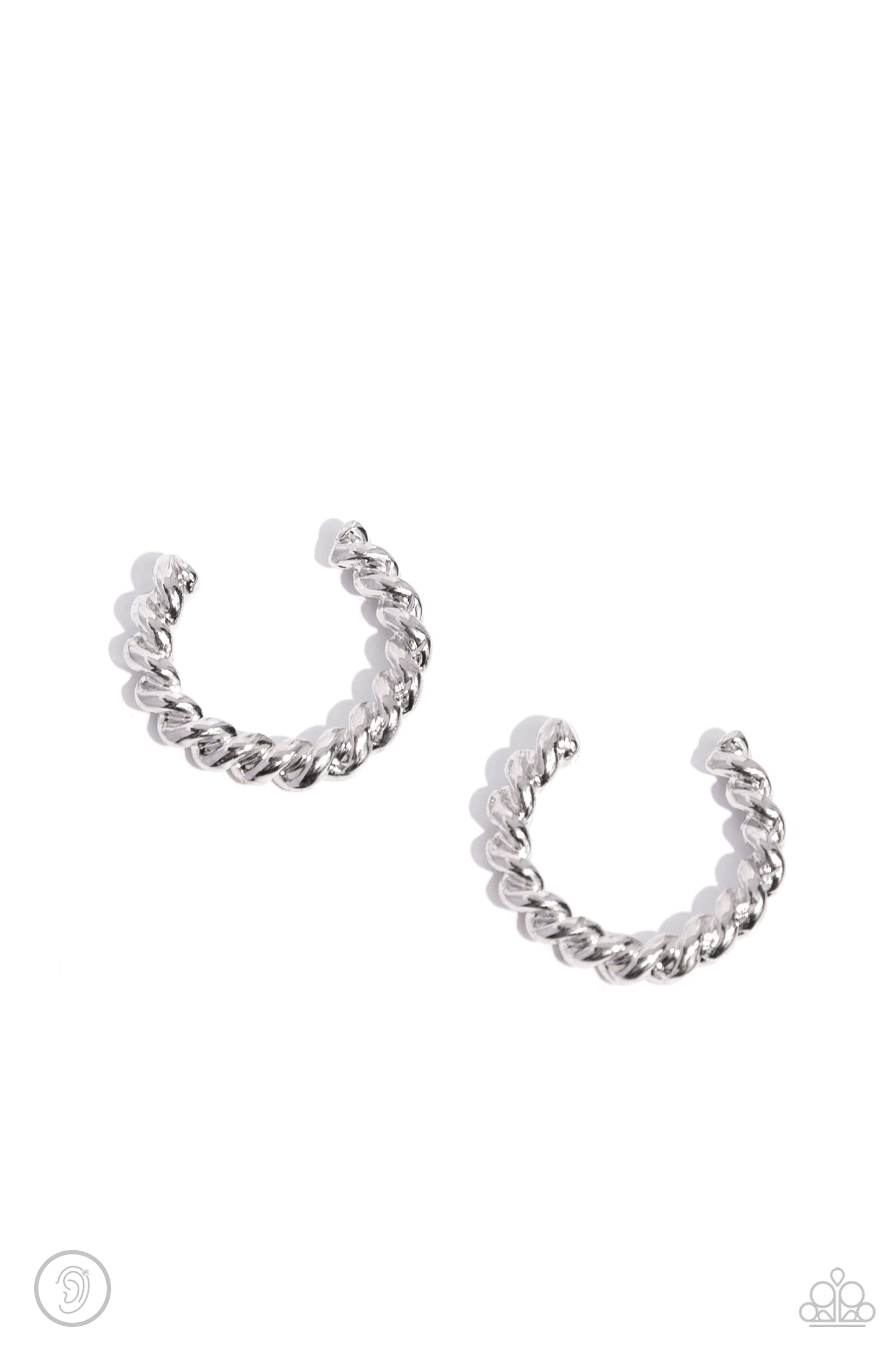 Twisted Travel Silver Ear Cuff Earrings Paparazzi