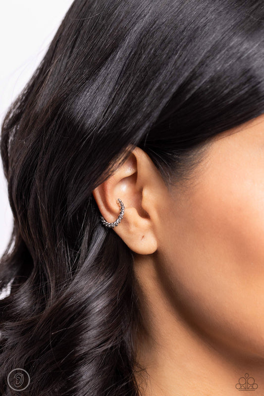 Twisted Travel Silver Ear Cuff Earrings Paparazzi