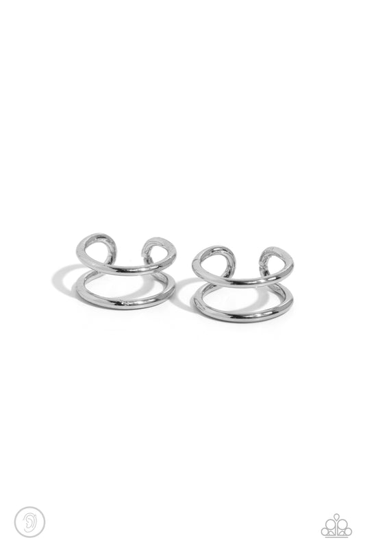 Metallic Moment Silver Ear Cuff Earrings