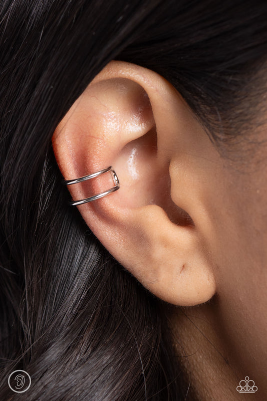 Metallic Moment Silver Ear Cuff Earrings