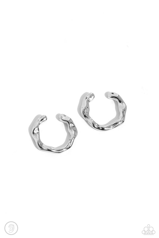 Enigmatic Echo Silver Ear Cuff Earrings
