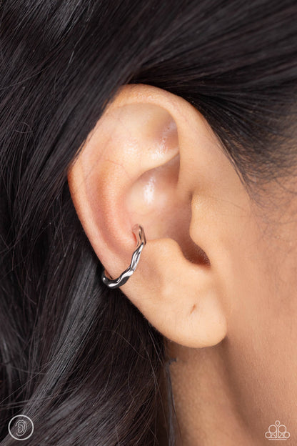 Enigmatic Echo Silver Ear Cuff Earrings