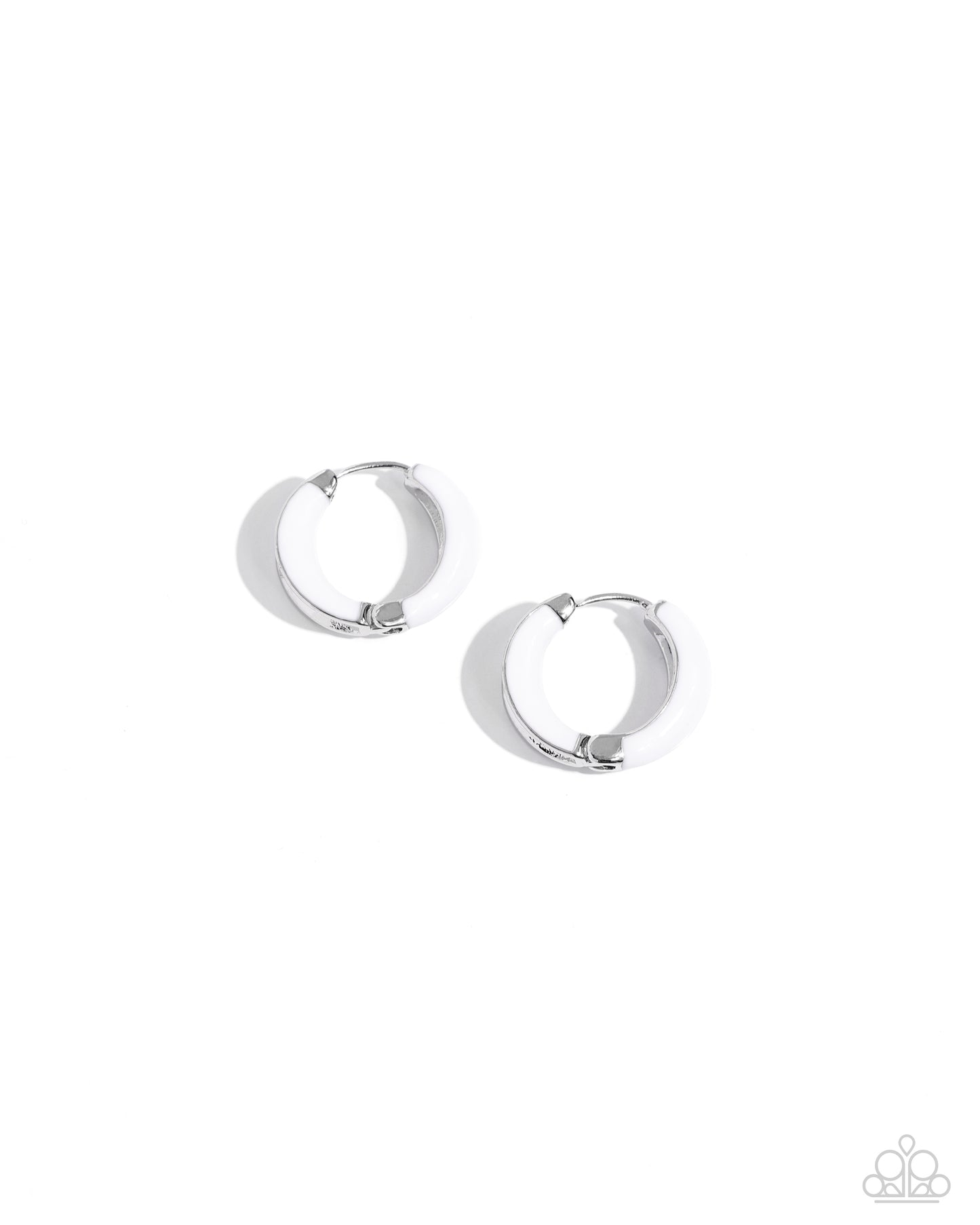 Pivoting Paint White Hoop Earrings