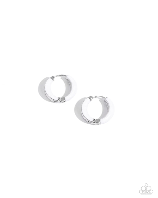 Pivoting Paint White Hoop Earrings