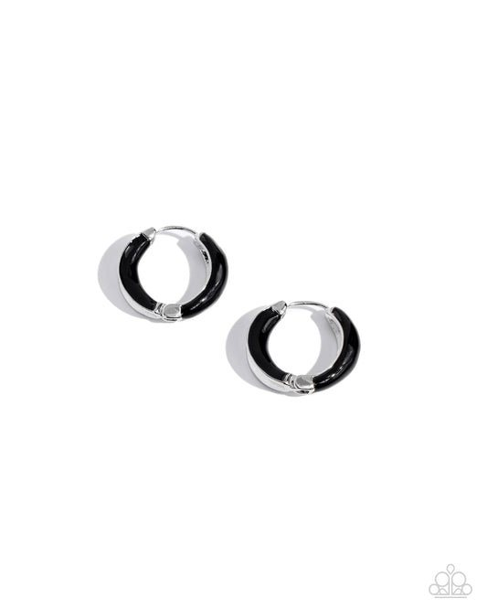 Pivoting Paint Black Hoop Earrings