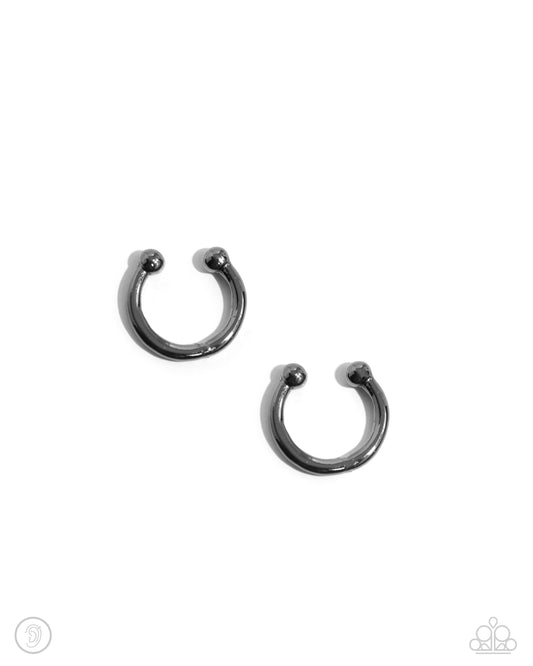 Barbell Beauty Black Ear Cuff Earrings