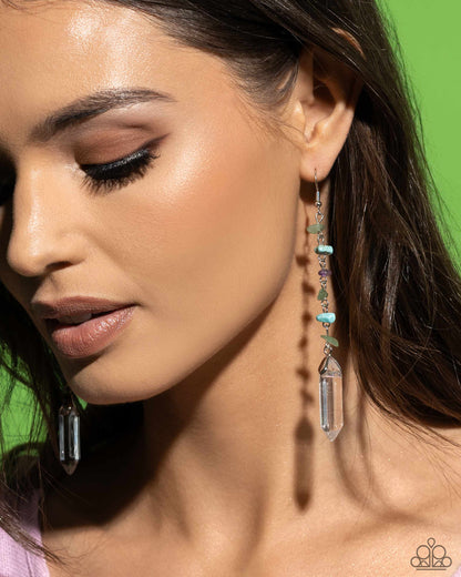 Quartz Qualification Green Earrings Paparazzi