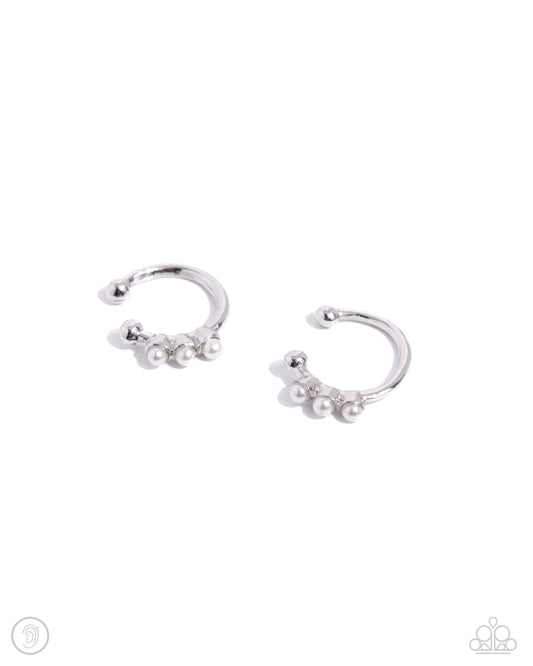 Ballerina Backdrop White Ear Cuff Earrings