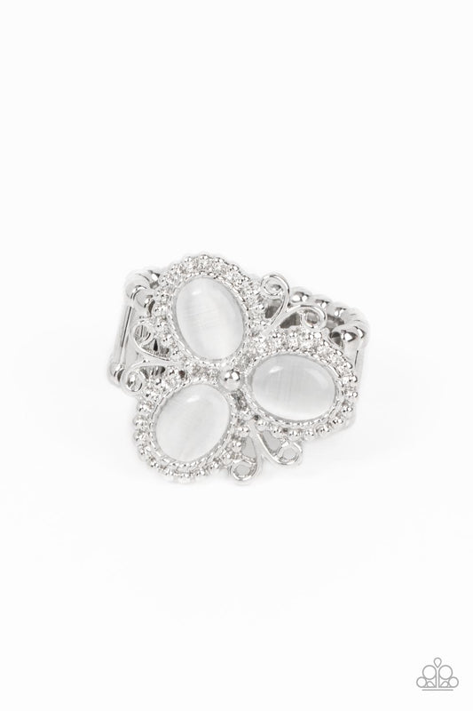 Bewitched Blossoms White Ring Paparazzi