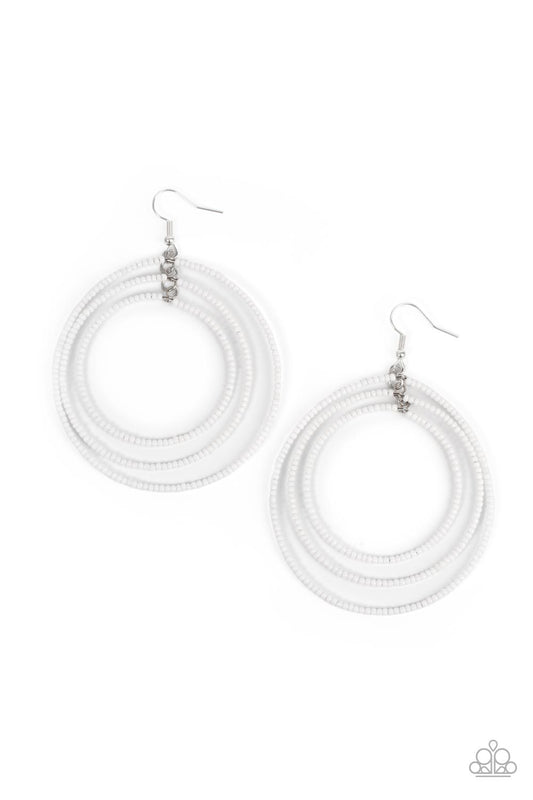 Colorfully Circulating White Earrings