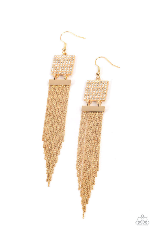 Dramatically Deco Gold Earrings Paparazzi