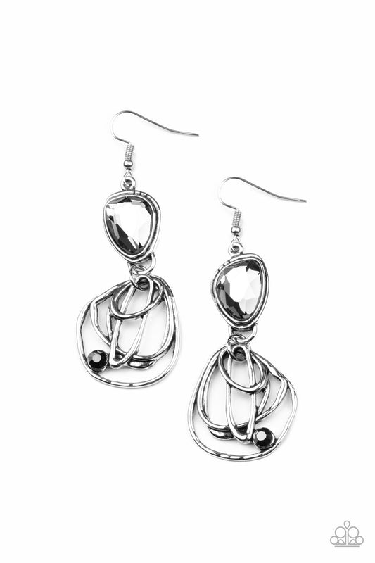 Galactic Drama Silver Earrings Paparazzi