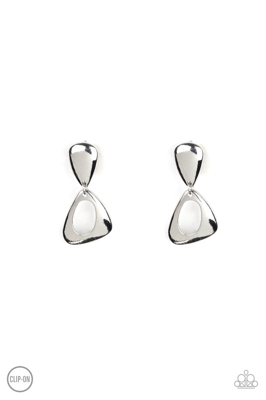Going For Broker Silver Clip Earrings - Daria's Blings N Things
