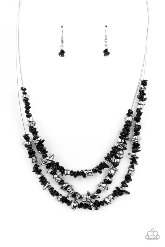 Placid Pebbles Black Necklace Paparazzi
