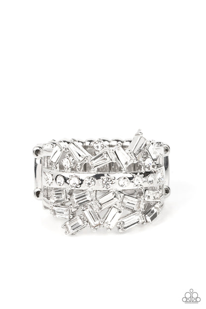 Scattered Sensation White Ring Paparazzi