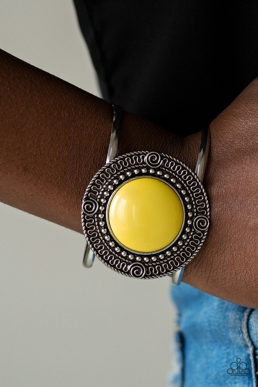 Tribal Pop Yellow Cuff Bracelet Paparazzi