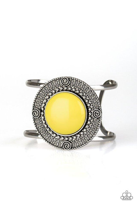 Tribal Pop Yellow Cuff Bracelet Paparazzi